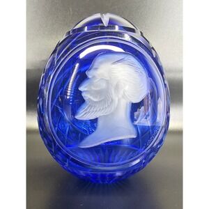 Rare Singed Faberge Egg 4.5" Crystal Tsar Alexander III Cameo 075/500